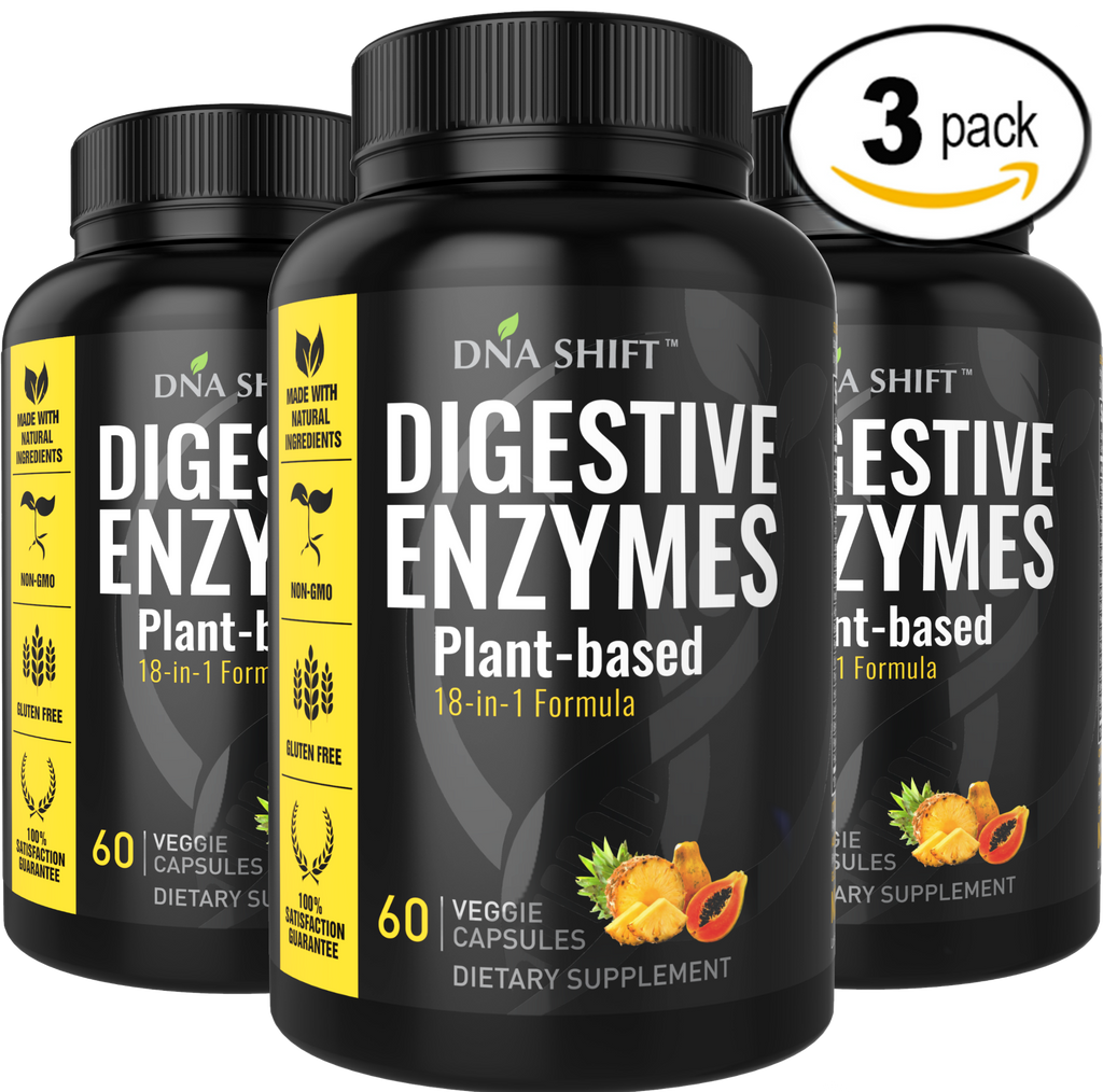 Digestive Enzymes - 180 Veggie Caps (3x 60 Veggie Caps Bottles Individually Boxed)
