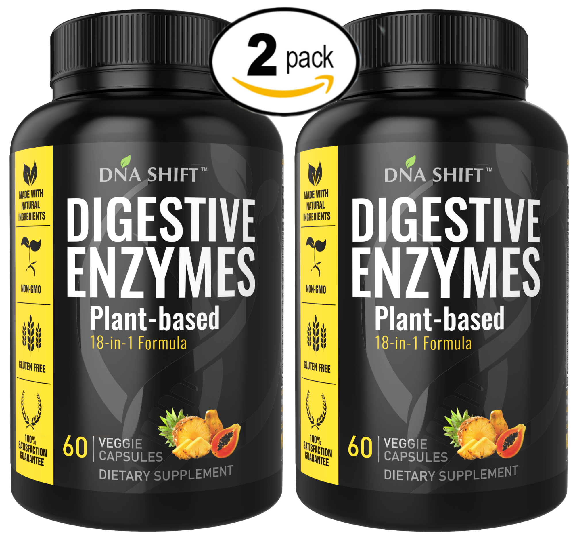 Digestive Enzymes - 120 Veggie Caps (2x 60 Veggie Caps Bottles Individually Boxed)