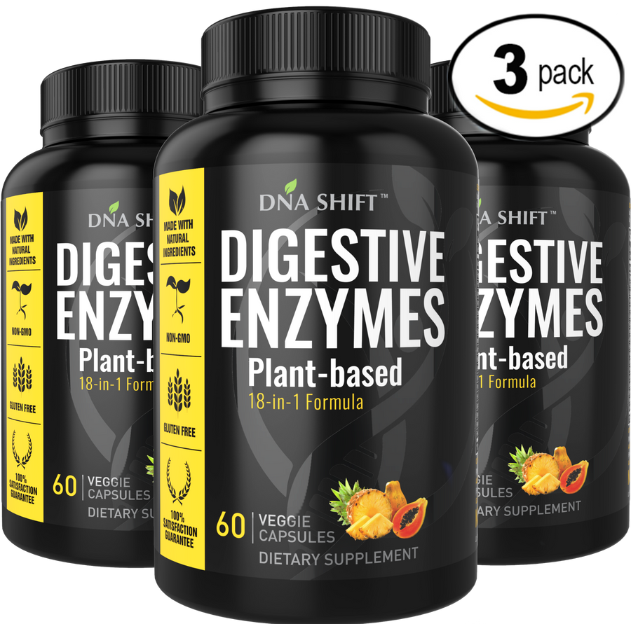 Digestive Enzymes - 180 Veggie Caps (3x 60 Veggie Caps Bottles Individually Boxed)