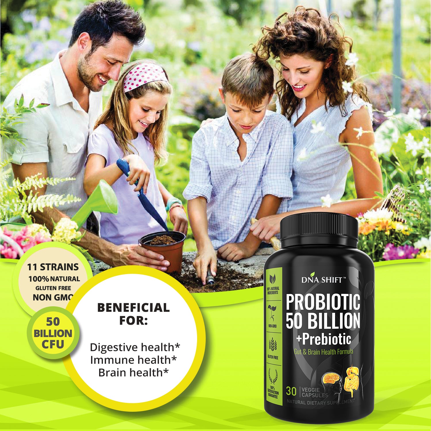 Probiotics© 50 Billion CFU, 11 Bacterial Strains 100% Natural Supplement - 30 Veg Caps