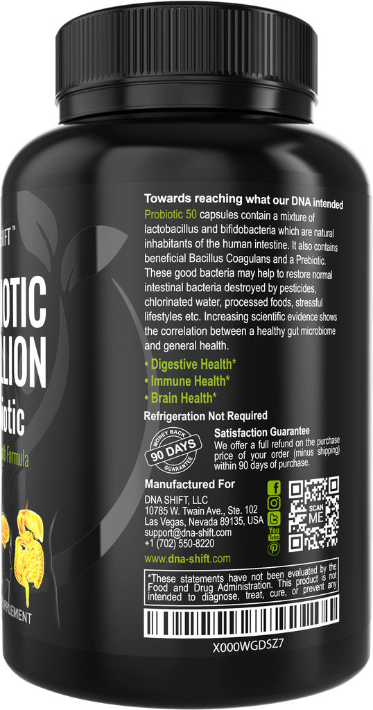 Probiotics© 50 Billion CFU, 11 Bacterial Strains 100% Natural Supplement - 30 Veg Caps