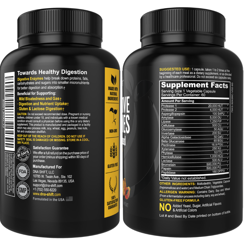 Digestive Enzymes - 120 Veggie Caps (2x 60 Veggie Caps Bottles Individually Boxed)