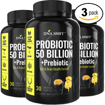 Probiotics© 50 Billion CFU, 11 Bacterial Strains 100% Natural Supplement - 90 Veg Caps (3x 30 Veg Caps Bottles Individually Boxed)