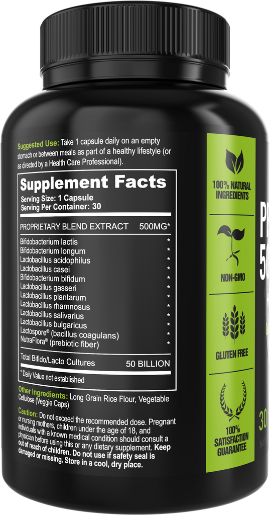 Probiotics© 50 Billion CFU, 11 Bacterial Strains 100% Natural Supplement - 30 Veg Caps